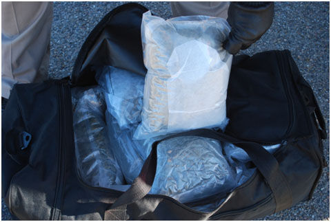 Drug duffle bag. Photo by Wyoming Highway Patrol.