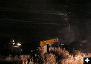 Smoking Power Pole. Photo by David Rule.