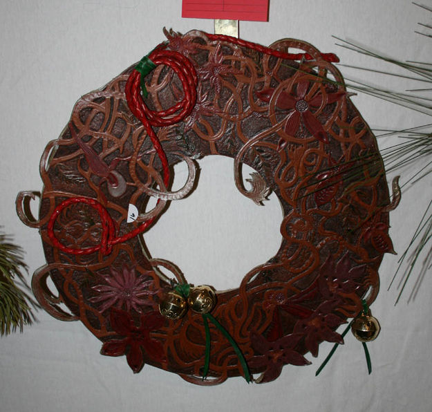 NOLS leather wreath. Photo by Dawn Ballou, Pinedale Online.