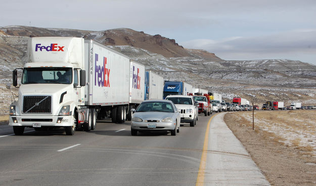 Backed up traffic. Photo by Wyoming Department of Transportation.