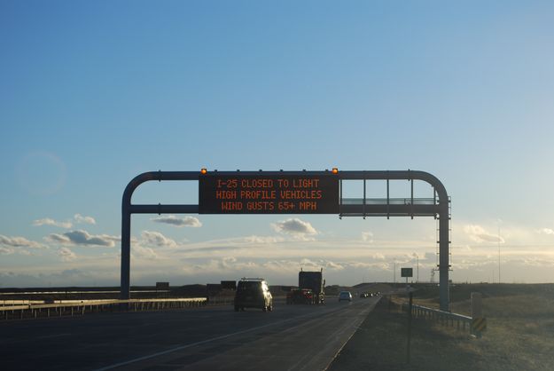 High Wind Warning. Photo by Wyoming Highway Patrol.