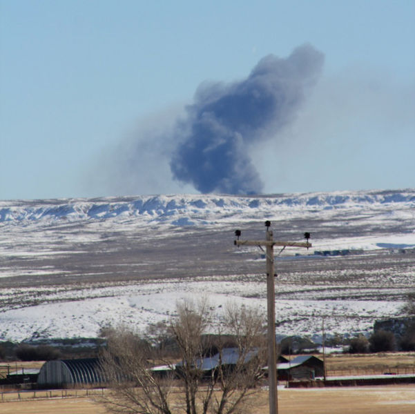 Smoke from explosion. Photo by Cat Urbigkit.