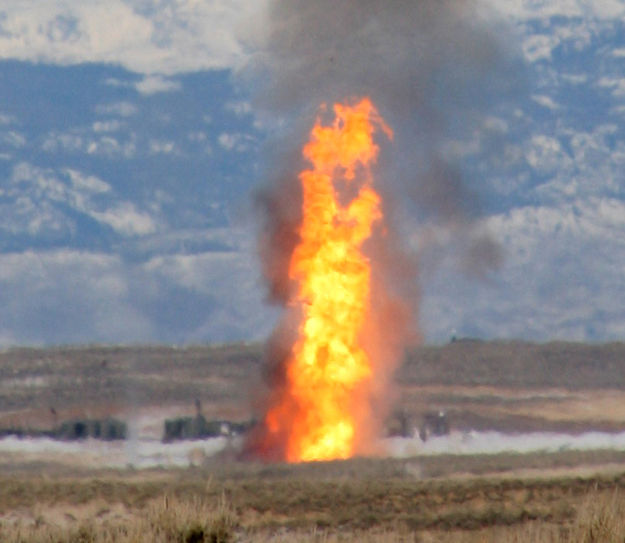 Tower of flames. Photo by Jennifer Frazier, Wyoming Department of Environmental Quality..
