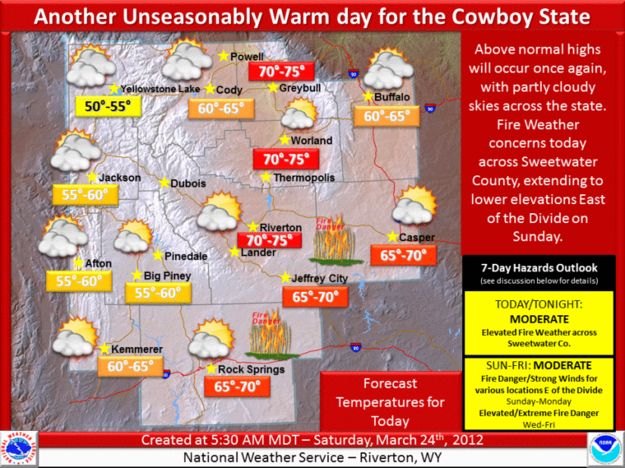 Weather for March 24, 2012. Photo by National Weather Service.