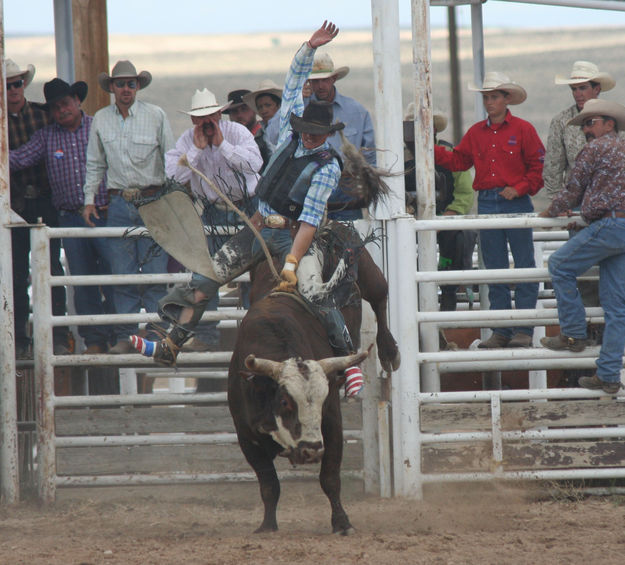 Bull Riding - Parker Greenwood. Photo by Clint Gilchrist, Pinedale Online.