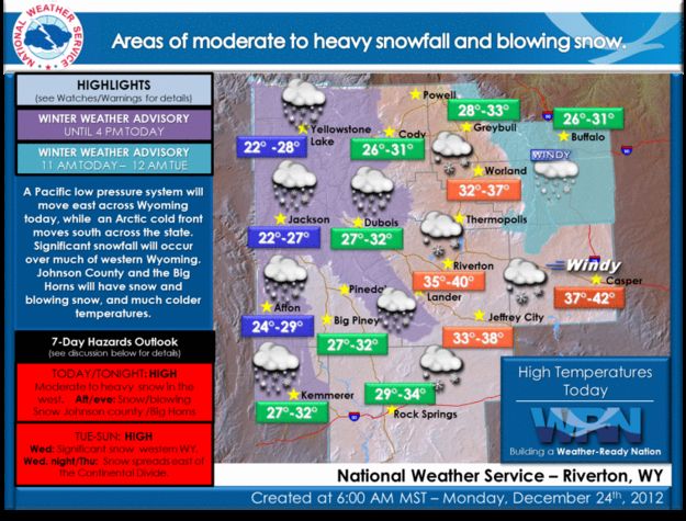 Weather Dec 24 2012. Photo by National Weather Service.
