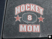 Hockey Mom sticker. Photo by Dawn Ballou, Pinedale Online.