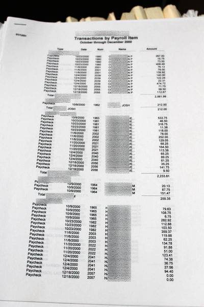 Payroll list. Photo by Dawn Ballou, Pinedale Online.