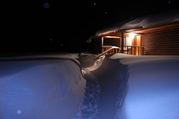 Snow tunnel pathways. Photo by Kendall Valley Lodge.