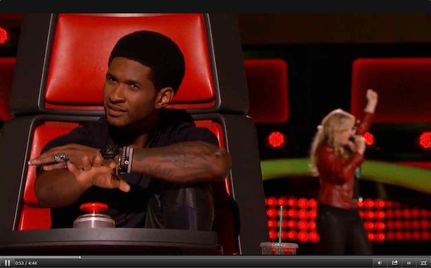 Usher listening. Photo by The Voice on NBC.