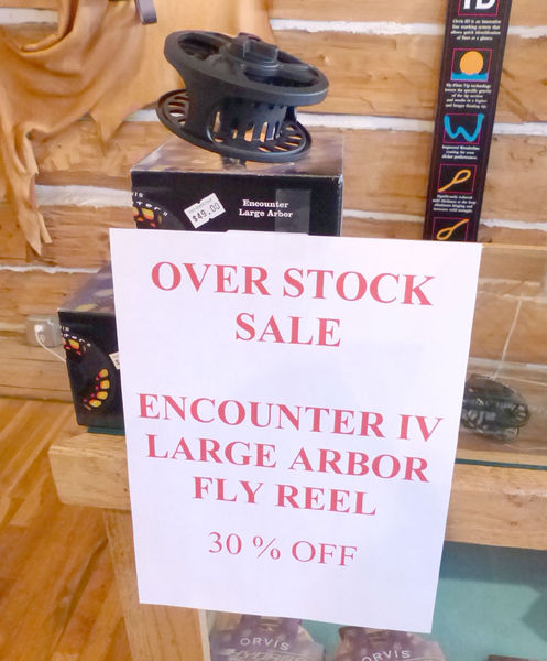 Overstock sale fly reel. Photo by Dawn Ballou, Pinedale Online.