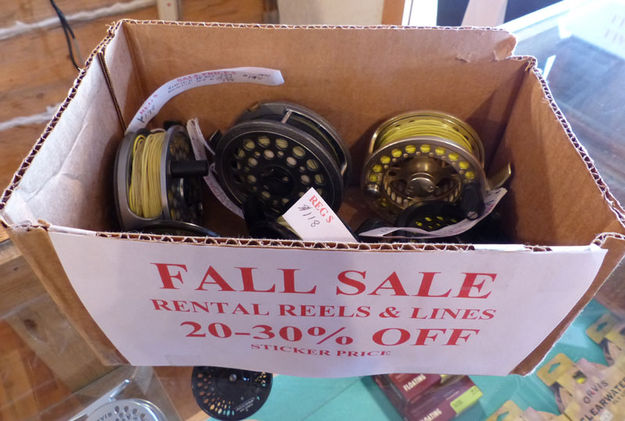 Sale on rental reels and lines. Photo by Dawn Ballou, Pinedale Online.