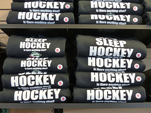 Eat Sleep Hockey shirts. Photo by Dawn Ballou, Pinedale Online.