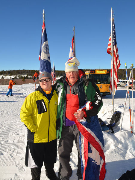 Setting up flags. Photo by Terry Allen.