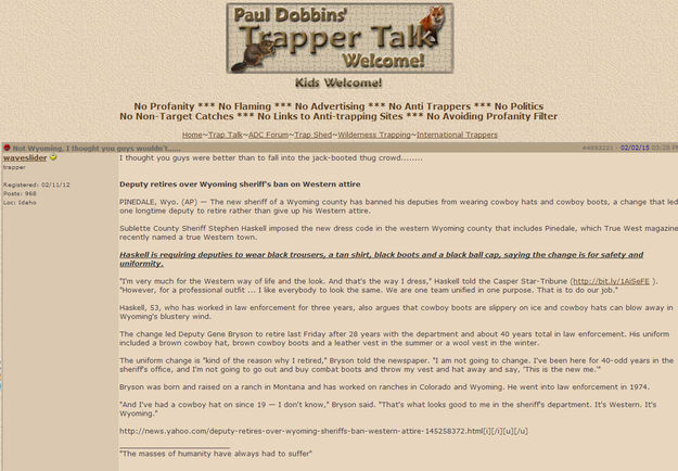 Paul Dobbins Trapper Talk. Photo by Pinedale Online.