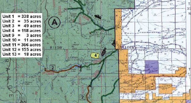 Cottonwood prescribed burn map. Photo by Bridger-Teton National Forest.