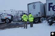 Crunched together. Photo by Wyoming Highway Patrol.