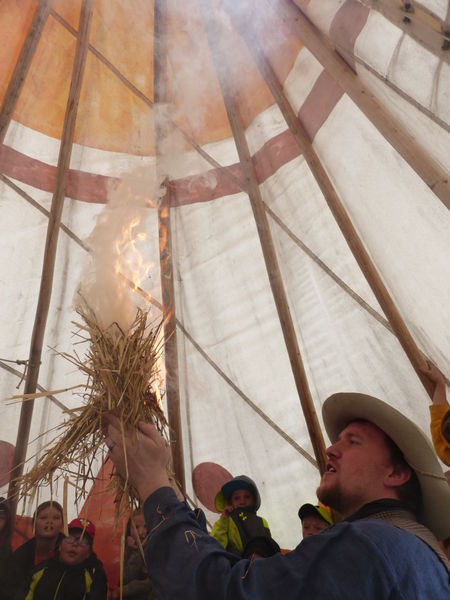 Smoke in the tipi. Photo by Dawn Ballou, Pinedale Online.