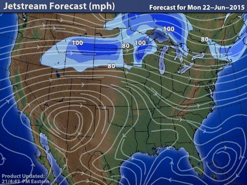 Jet stream map June 22, 2015. Photo by National Weather Service - NOAA.
