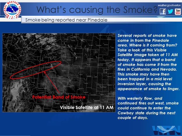 Smoke from fires. Photo by National Weather Service.
