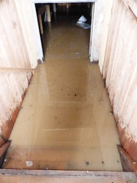 Cellar full of muddy water. Photo by Dawn Ballou, Pinedale Online.