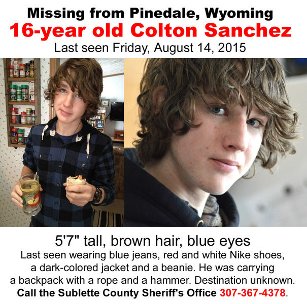 Colton Sanchez missing. Photo by .