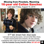 Colton Sanchez missing. Photo by .