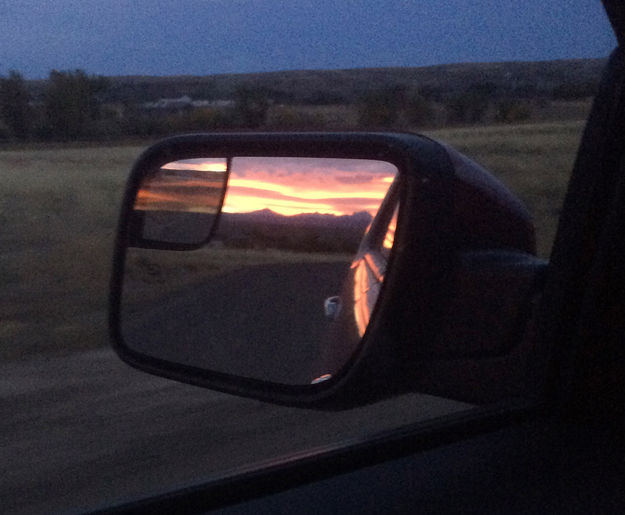 View in the rear view mirror. Photo by Renee Smythe.