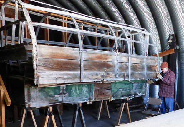 Old sheepwagon. Photo by Dawn Ballou, Pinedale Online.