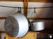 Hanging pots and pans. Photo by Dawn Ballou, Pinedale Online.