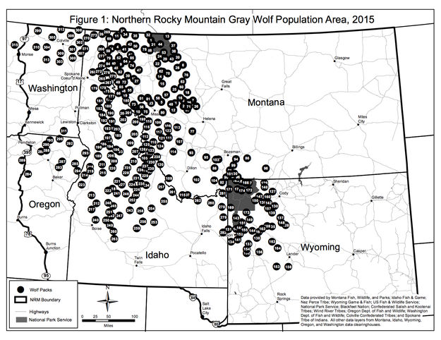 Wolf Population Map. Photo by FWS.