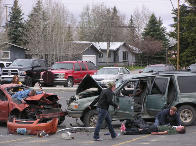 Crash aftermath. Photo by Bob Rule, KPIN 101.1FM Radio.