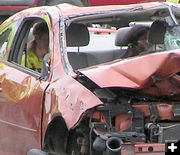 Passengers trapped in back seat. Photo by Bob Rule, KPIN 101.1FM Radio.