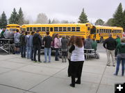 Curtain of buses. Photo by Bob Rule, KPIN 101.1FM Radio.