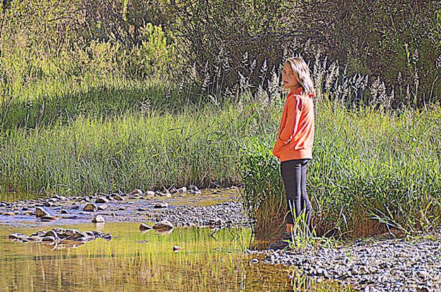 Sierra Contemplates Pine Creek. Photo by Terry Allen.