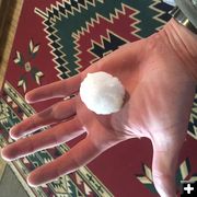 Large hail. Photo by Pinedale Online.