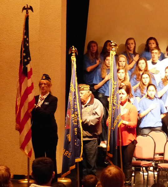 Saluting the flag. Photo by Dawn Ballou, Pinedale Online.