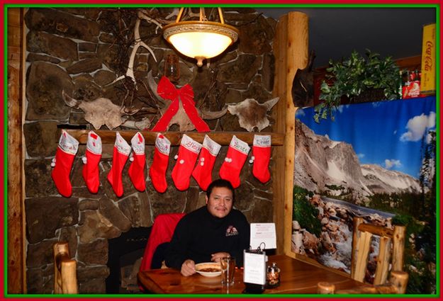 Eugenio Lunching at Old Stones. Photo by Terry Allen.