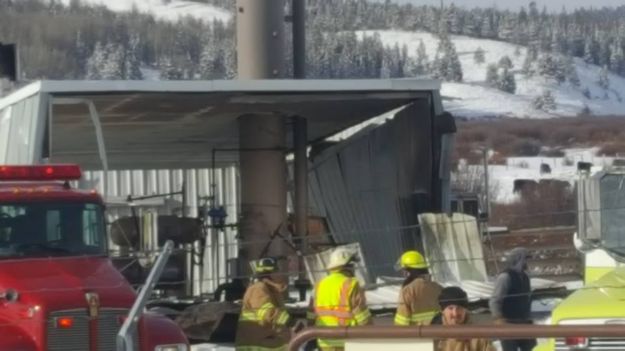 Explosion at dehy plant. Photo by Sublette County Emergency Management.
