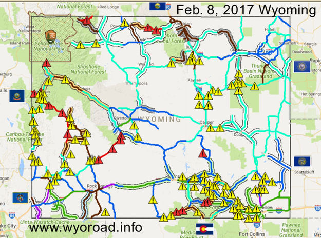 Wyoming roads Feb 8 2017. Photo by WYDOT.