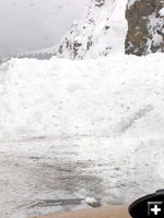 Snow across the highway. Photo by WYDOT.