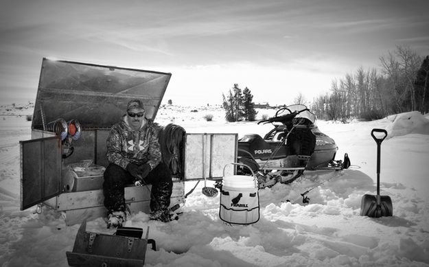 Rick Lucero Stays Warm. Photo by Terry Allen.