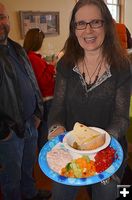 Chris Displays Her Food Art. Photo by Terry Allen.