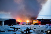 Fire at Pinedale Lumber. Photo by Arnold Brokling.