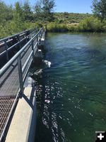 Overflow at the Fremont Lake dam. Photo by Bob Rule, KPIN 101.1 FM Radio.