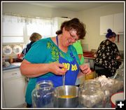 Sue Separates Eggs for Pancake Breakfast. Photo by Terry Allen.