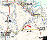 Map to New Fork Park. Photo by Pinedale Online.