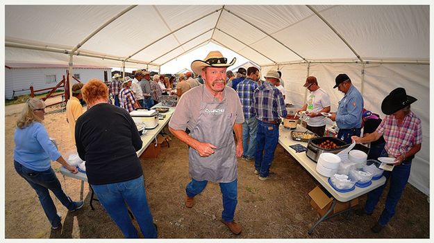 Bob Beiermann in the Food Tent. Photo by Terry Allen.