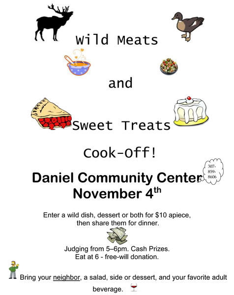 Wild Eats & Scrumptious Sweets Cookoff Supper Nov. 4th . Photo by .