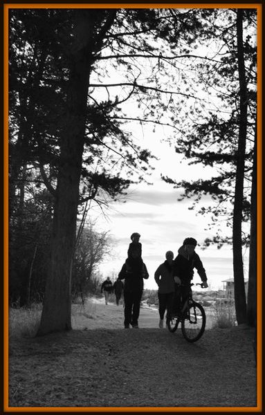 Family Entering the Woods. Photo by Terry Allen.